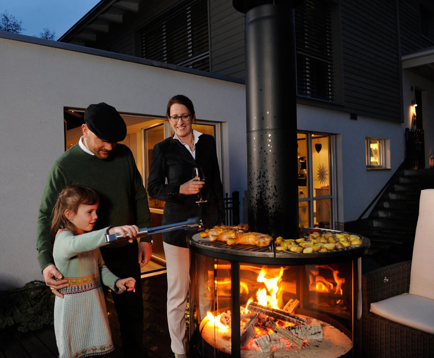 Cheminée extérieur, barbecue et poêle à bois de terrasse