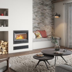 insert Jotul C 620 en fonte, vitre devant. Cheminée avec insert, cheminée moderne. Installateur en Savoie Atre et Loisirs, installateur en Haute-Savoie installateur en Isère.